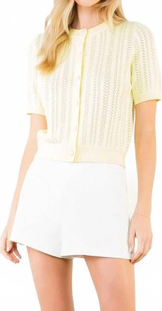 THML Clothing Short Sleeve Knit Cardigan In Yellow
