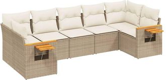 vidaXL Vidaxl - Set Sof&aacute;s De Jard&iacute;n 7 Piezas Y Cojines Rat&aacute;n Sint&eacute;tico Beige