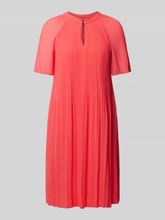 Comma Knielanges Kleid aus Viskose mit Schl&uuml;sselloch-Ausschnitt in Rot, Gr&ouml;&szlig;e 34