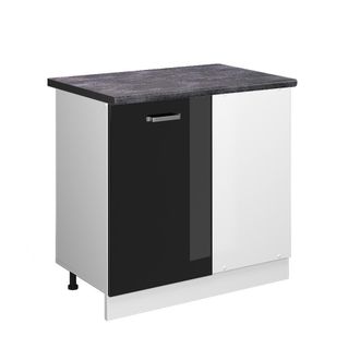 Vicco Armario De Esquina R-line, Negro Brillo Intenso, 86 Cm, Et Antracita