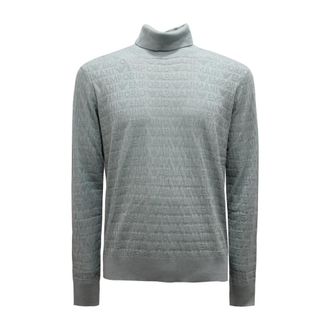 Armani Turtlenecks, male, Blue, Size: S Turtleneck Sweater Silver Blue Style