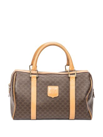 Celine small Boston patterned tote bag - women - Canvas/Calf Leather - One Size - Brown