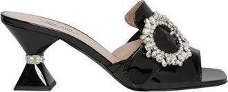 Miu Miu Crystal Embellished Black Mules Size 36