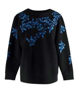 Ermanno Scervino Blue Floral Embroidered Sweatshirt Size XS