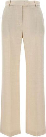 Eleventy Rechte broek - Dames - Wijde Broeken - Wit - L - Wol - Broeken