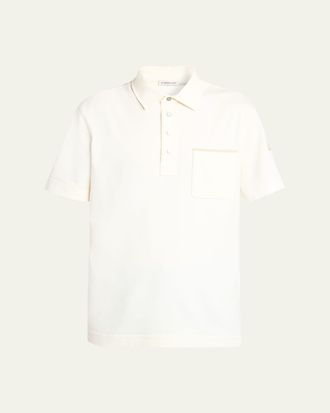 Moncler Mens Short-Sleeve Cotton Pique Polo Shirt