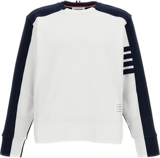 Thom Browne White Cotton 4-Bar Crewneck Sweatshirt