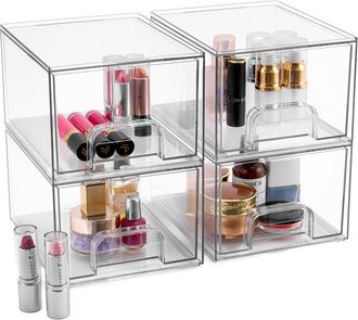 Sorbus Set Of 4 Acrylic Pull-Out Small Makeup Storage Containers