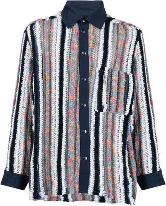 Vitelli Multicolor Striped knit-panel shirt
