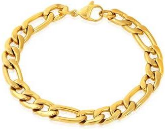 Invicta Mens Stainless Steel Figaro Chain Bracelet in Gold at Nordstrom Rack, Size 8.75