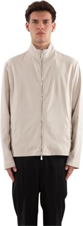 Eleventy Zijden jack met volledige ritssluiting - Heren - Zomerjassen - Beige - 2XL - Jassen