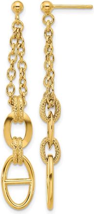 Diamond2Deal 14K Yellow Gold Polished and Textured Drop DangleEarrings