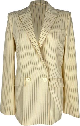 Galvan Pinstripe Jacket in Cream Wool