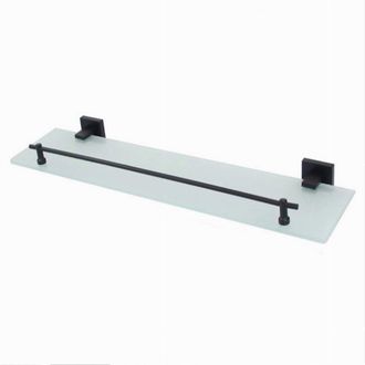 Trade Shop Trade Shop - Sat&eacute;n Vidrio Estante Ba&ntilde;o De Asientos De Acero De Acero Negro De Almacenamiento De Ducha 79995