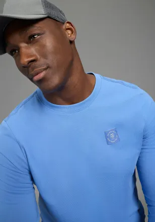 DELMAO Rundhalsshirt DELMAO, Herren, Gr. 4XL (68/70), hellblau, Single Jersey, Obermaterial: 100% Baumwolle, unifarben, Basic, Basic schmal, Rundhals, Rippb&uuml;