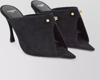 Balenciaga suede leather asymmetric draped mules