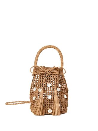 Alanui Precious Moments raffia tassel-detail bucket bag - Brown