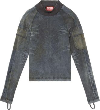Diesel Awtee-Ashley-WT04 distressed panelled T-shirt - women - Elastane/Recycled Nylon - S - Grey