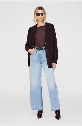 Anine Bing Jackson Cardigan in Deep Brown at Nordstrom, Size Large