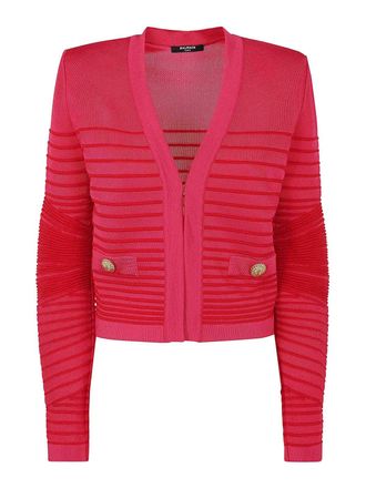 Balmain Side To Side Flechage Knit Cardigan