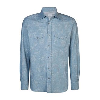 Eleventy Heren, Overhemden, Blauw, Maat: M Katoen