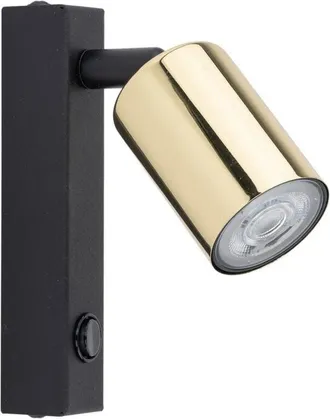 Luminosa Light Designs TK Top Aplique de pared de lectura negro, dorado, 1 GU10