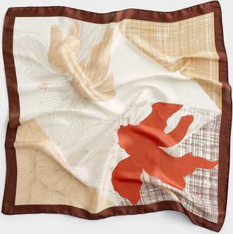 Ichi Womens Abstract flowers satiny square scarf