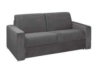 Vente-Unique Vente-unique - Divano Letto 3 Posti A Ribalta In Velluto Antracite - Larghezza Materasso 140 Cm - Spessore 18 Cm - Calito