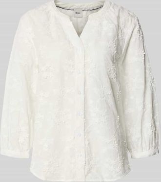 Brax Brax Regular Fit Bluse mit floralem Zierbesatz Modell Velia in Weiss, Gr&ouml;&szlig;e 36