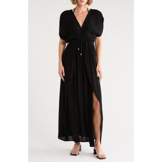Elan Gauze Cover-Up Maxi Dress in Black at Nordstrom Rack, Size X-Large