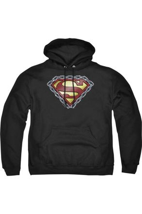 Gildan Superman Chained Shield Adult Pull Over Hoodie / Hooded Sweatshirt