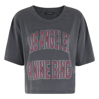 Anine Bing T-Shirts, female, Black, Size: XS Jhonny Cropped T-shirt