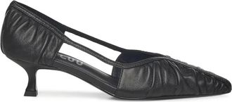 Bibi Lou Zwarte Leren Hakken Pumps V-Hals Stijl - Dames - Pumps - Zwart - 39 EU - Schoenen