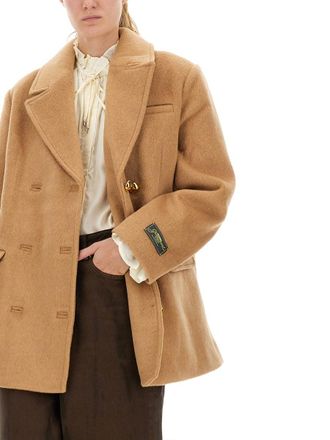 Ganni Double-Breasted Recycled Wool Blazer - Brown
