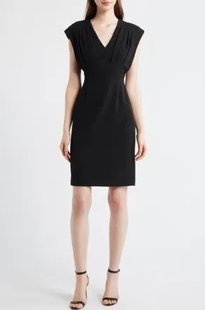 Anne Klein Pleated Bodice Sheath Dress in Anne Black at Nordstrom Rack, Size 14