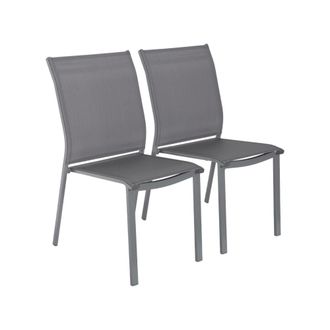 Sweeek Silla de jard&iacute;n apilable de aluminio y textilene, set de 2, antracita