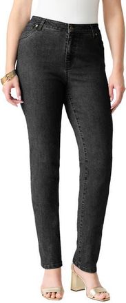 Roaman's Plus Size 24/7 Stretch Straight Leg Jean in Black Denim at Nordstrom, Size 22