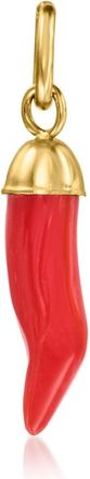 RS Pure by Ross-Simons Coral Italian Horn Charm in 14kt Yellow Gold