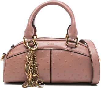 Chlo&eacute; Womens Small Ostrich-Effect Leather Bowling Bag