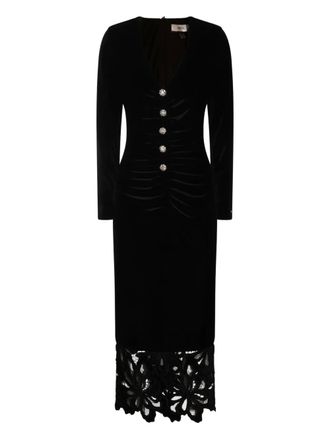 Nissa lace-detailing midi dress - women - Viscose/Polyester/Elastane - 42 - Black