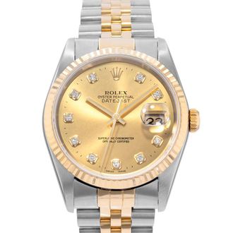 Rolex Pre-owned Rolex Datejust 36 Automatic Chronometer Diamond Champagne Dial Mens Watch 16233 CDJ