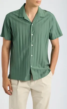 Reiss Sampson Short Sleeve Woven Shirt in Vintage Green at Nordstrom, Size Xx-Large