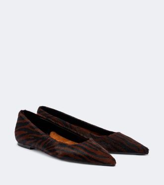 Aeyde Cassy zebra-print calf hair ballet flats