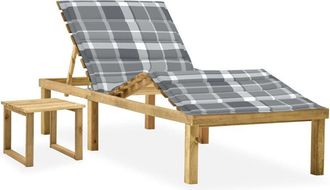 vidaXL Tumbona De Jard&iacute;n Con Mesa Y Coj&iacute;n De Madera De Pino Impregnada Vidaxl