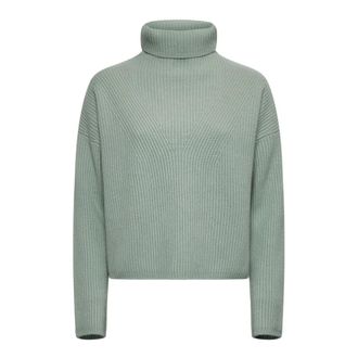 Max Mara Jade Green Ribbed Turtleneck Sweater - Dames - Coltruien - Groen - M - Wol - Truien & Vesten