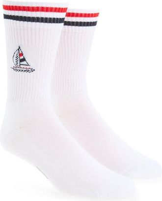 Thom Browne Funmix Intarsia Athletic Crew Socks in White at Nordstrom