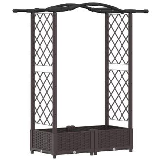 vidaXL Cama Elevada Con Trellis Y Techo Marr&oacute;n 124 X 40 X 125 Cm Pp Vidaxl