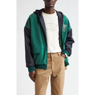 Golden Goose Gender Inclusive Reversible Full Zip Hoodie in Hunter Green/Sky Captain at Nordstrom, Size X-Large