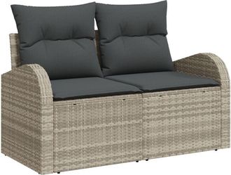 vidaXL Garden Sofa with Cushion Light Grey 124 x 62 x 69cm Poly Rattan Vidaxl