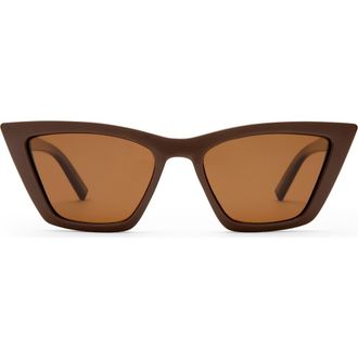 Le Specs Velodrom 54mm Cat Eye Sunglasses in Cocoa /Brown Mono Polarized at Nordstrom